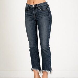 Frame Le Nouveau Straight Leg Raw Hem Jeans Women’s Sz 28 Medium Wash